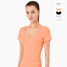 Breathable T-shirt Woman Skin-friendly Sports T-shirt Comfortable Short-Sleeved Yoga Women's T-shirt